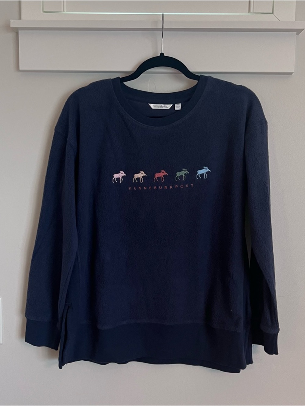 Camp David Navy Blue Fleece Embroidered Crew Neck NWT SZ M